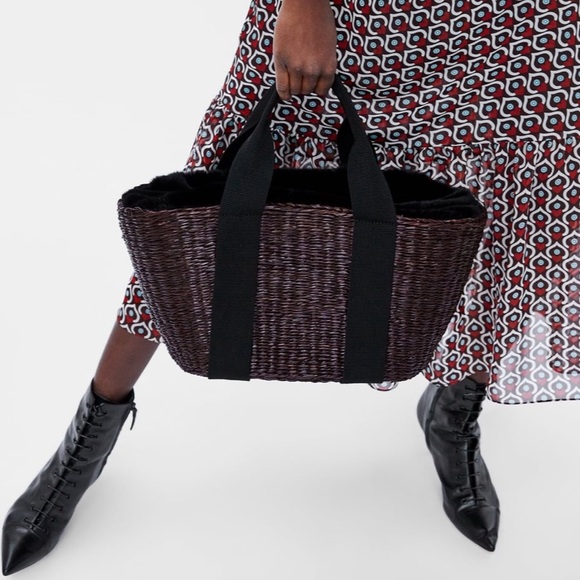 Zara Bags Nwt Zara Straw Bag With Trim Poshmark